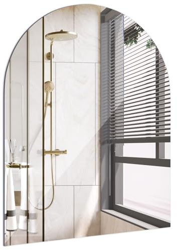 ROYUEXT Arched Wall Mirror, 40 x 30 cm Self-Adhesive Frameless HD Glass Wall Mirror for Bathroom, Bedroom, Ardrobe Doors, Gym, Fitting Room