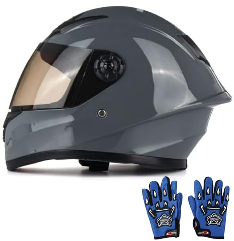 Casco Infantil, Casco De Moto Homologado ECE 22.06, Casco Integral con Visera para Niños Y Niñas De 3 A 10 Años, Casco De Ciclomotor F,S/(47~48cm)