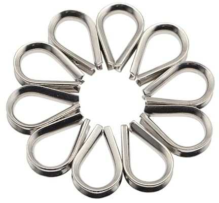 Bwuikim 10Pcs Ditale In Acciaio Inox Rigging Fissaggio Del Pezzo Corda Del Filo Manicotto Protettivo Ditale Triangolare Morsetti Per La Pesca Fornitura
