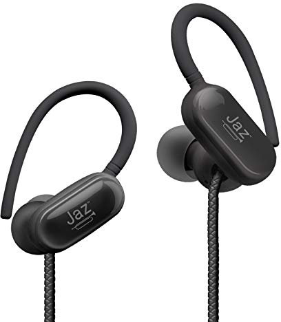 JAZ Écouteurs Nu Jazz avec arcs ergonomiques, Microphone intégré, Touches de réponse/Fin d'appel et contrôle du Volume