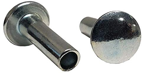 C4-24-ST - Steel SEMI-Tubular Rivet -1/8 Diameter X 3/4 Length, Truss Head, ZINC Finish (Pack of 100 Pieces)