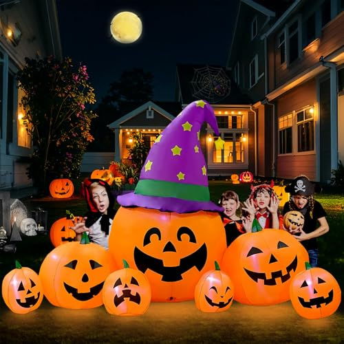 Kalolary 7.9 Pies Calabaza Hinchable Halloween Decoración Gigante y Linda Calabaza Hinchable para Exteriores e Interiores