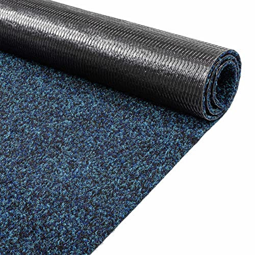 ANRO Fußmatte Schmutzfangmatte Teppich Läufer Sauberlaufmatte rutschfest Indoor Outdoor abwaschbar für Flur Eingang Poet Meterware Blau 100 x 100 cm (Rechteckig)