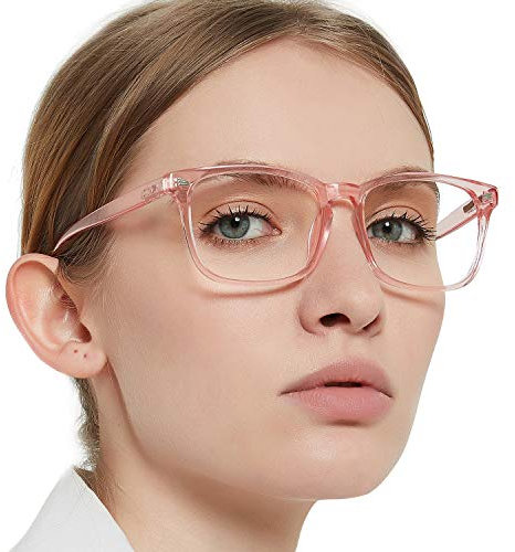 OCCI CHIARI Blue Light Blocking Reading Glasses 2.5 for Women Medium Rectangle Readers Women's Computer Glasses Spring Hinge (Pink, 250)