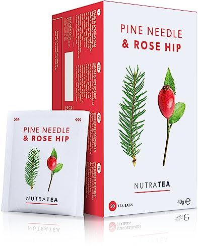 Nutra Tea - Pine Needle & Rosehip Tea | Pine Needle Tea | Pine Tea - 20 Enveloped Tea Bags - Herbal Infusion (1 Pack)