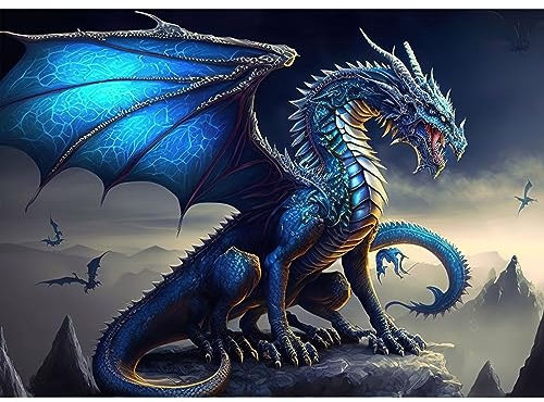 AIRDEA DIY Drache Diamond Painting Set Erwachsene Kinder, Landschaft Diamant Painting Bilder 5D Fantasie Diamant Kunst Diamant Malerei Set Cross Stickerei Malerei Kits für Heimdekor 30x40 cm