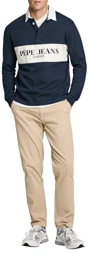 PEPE JEANS Slim Chino Twill Pantalones, Concrete, 34W Unisex Adulto