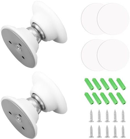 2 Pezzi Fermaporta Magnetico, Colore Bianco Fermaporta, Perforato/Non Perforato Fermaporta da Muro, Punta Tonda Ferma Porta, Acciai Inossidabili Ferma Persiane Magnetico (1)