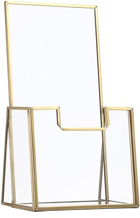 SUMTree Soporte de metal dorado para folletos, soporte para folletos, folletos, folletos, 11 x 8 x 20 cm