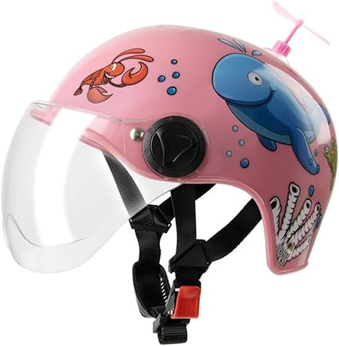 JGJUUZ Casco da Moto per Bambini 3/4 Approvato DOT con Visiera, Casco da Motocross per ciclomotori da Corsa per Bambini giovanili, Casco per Scooter Elettrico ATV Street Go-Kart Dirt-Bike,Pink b
