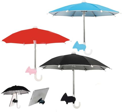 Piggy Suction Cup 3-Piece Cell Phone Umbrella Sunshade for Smartphone Outdoor Stand