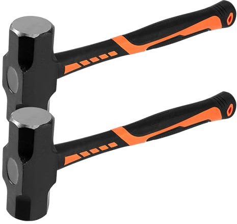 GINLANK 2PCS 4LB Sledge Hammer, Club Hammer with High Carbon Steel, Crack Hammer for Camping Removing Woodworking