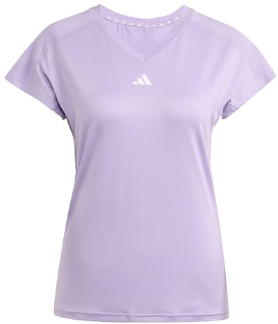 adidas Women's AEROREADY Train Essentials Minimal Branding V-Neck Tee, Powder Plum/White, S