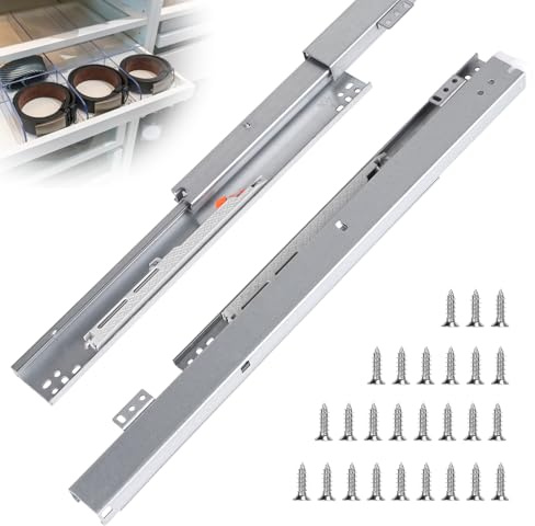 EFUTURETIME 45 cm Guide per Cassetti Estrazione Totale da 77 cm, Guide Cassetti Pesanti con Ammortizzata, Montaggio dal Basso con 26 Viti, 1 Paio
