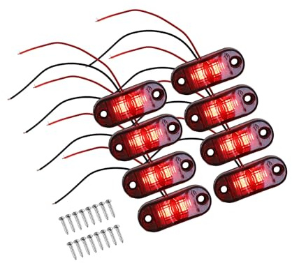 Partuto Front Rear Side Marker Light 2 LED for Truck Camper Red (Set of 8) Replacement