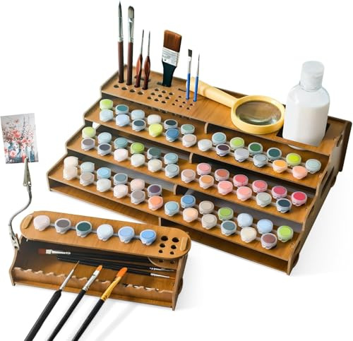 Bougimal Peinture par Numéros Organiseur, Rangement pour 78 Pots et 35 Pinceaux, Accessoires et Outils pour Kits de Peinture par Numéros pour Adultes