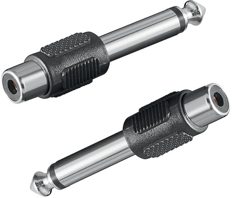 OPAX51 [Pack DE 2 Unidades] Adaptador de Audio Mono, 6,35mm Macho a RCA Hembra, Compatible con Amplificadores y Equipos Musicales, Negro, 51CH134