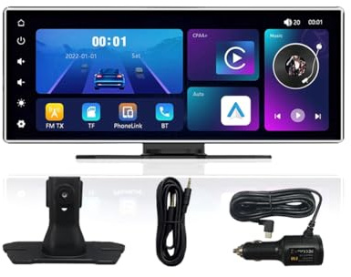 Asyduey Cámara de Tablero de 11,26 Pulgadas con Carplay Inalámbrico y Android Auto para Automóvil, Navegación GPS con WiFi, Cámara Trasera, Grabadora de Video