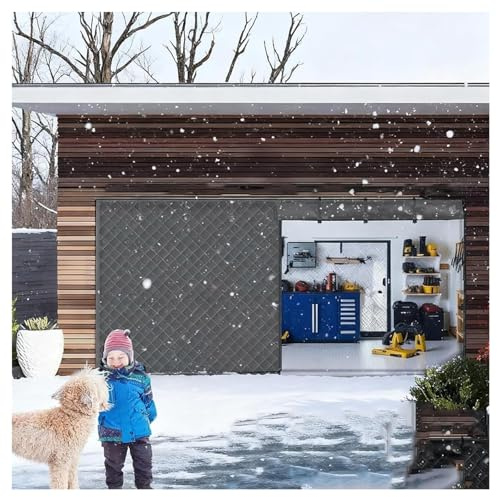 2,4-4,9 m garageportsskärm magnetisk värmeisolerande överdrag kraftig vindtät och ljudisolerad garagegardin enkel upprullningsbar installation for fram- eller bakdörrar(Grå,3.0x2.7M/10x9FT)