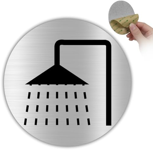 LEIASA | Panneau Autocollant Douche - Épaisseur 0,8 mm - Diamètre Ø 100 mm - Aluminium - Signalétique - Plaque Zone de - (Douche)