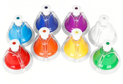 Bewinner Campana de Mano de Escritorio, Instrumento Musical Colorido de 8 Notas de Metal ABS para Niños, Desarrollo de la Coordinación Mano-Ojo