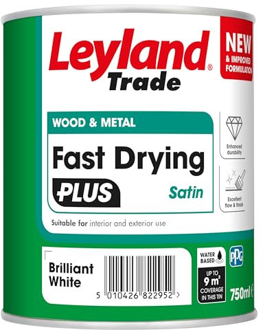 Leyland Trade – Wood & Metal - Fast Drying - Satin - Brilliant White – - Enhanced Durability – Excellent Flow & Professional Finish - 750ml