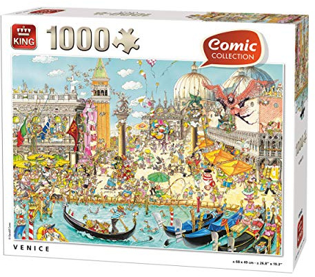 King International 55842 Comic Cartoon Venedig Puzzle 1000 Teile, Farbig, 68x49 cm