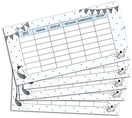 Nastami 5 x Stundenplan für Federmäppchen Pirat Stundenplan für Schulranzen beidseitig Bedruckt Schulanfang Geschenk (Pirat)