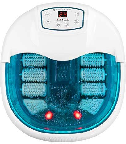 Rio Foot Spa Bath with 6 Motorised Massage Rollers, 450W Heat, Temperature Control, Hydrotherapy Bubble Massage, 3 Pedicure Attachments, 2 Aromatherapy Compartments, Carry Handle