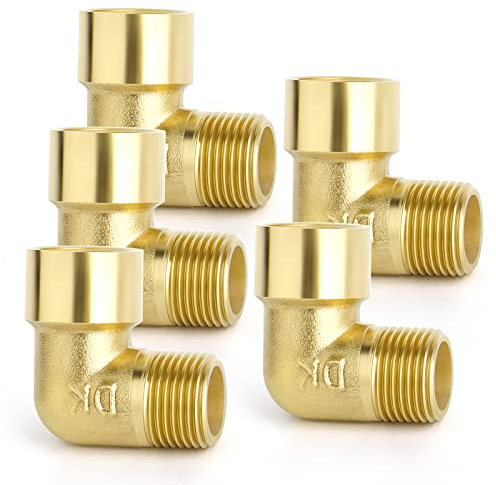 ERGAOBOY 5 pièces 1/4 BSP laiton femelle à mâle 90 degrés coude connecteur de tuyau, adapté pour le raccordement de tuyau