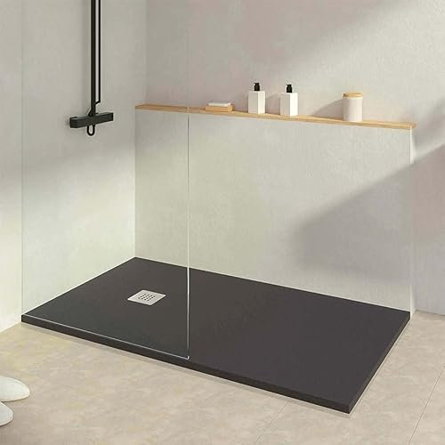 KOES - Plato de Ducha de Resina Modelo INDO – 70x70 – Negro RAL 9005