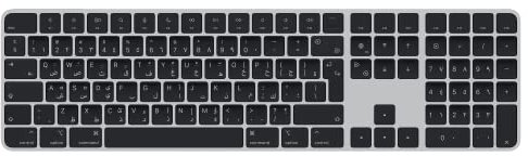 Apple Magic Keyboard mit Touch ID und Ziffernblock: Bluetooth, wiederaufladbar. Kompatibel mit Mac Computern mit Apple Chip; Arabisch, Schwarze Tasten