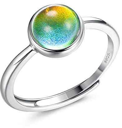 Milacolato 925 Silber Ringe Für Damen Frauen Mädchen Offen Stimmungsringe Verstellbar Ovaler Solitärring Temperaturregelungsringe Farbwechsel Stapelringe CZ Steinringe Geschenk Schmuck RingB