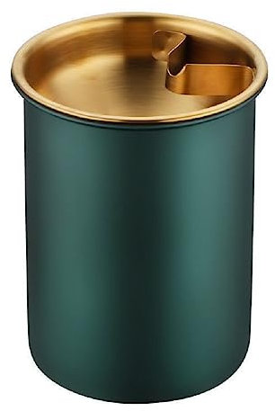 ARFUKA Edelstahl Aschenbecher mit Deckel Windaschenbecher Auto Aschenbecher Tragbar für Auto, Haus, Büro Grün