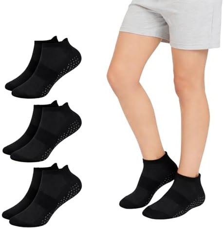 A2Z 4 Kids Pojkar Gym Yoga Tränare Ankel Strumpor med Grepp Tåliga och Mjuka 3-Pack Premium - Socks AZ887 Black 3 Pack 7-10