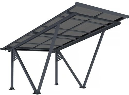 Ombrière Carport Solaire avec Panneaux photovoltaïques - 366 x 575 x 366 cm - Gris - 4,1 KW