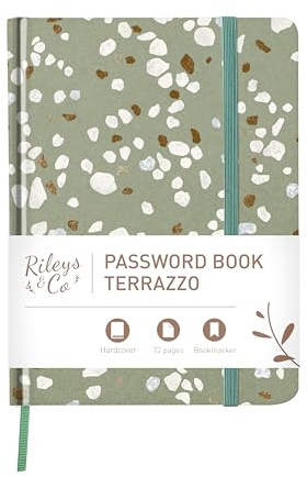 Rileys & Co. Carnet de Mot De Passe Avec Onglets de A à Z - Cahier Répertoire Alphabétique De Mot De Passe - Livre De Mot De Passe, Conserver Vos Identifiants Web (20,3 x 15,2 cm, Terrazzo Vert)