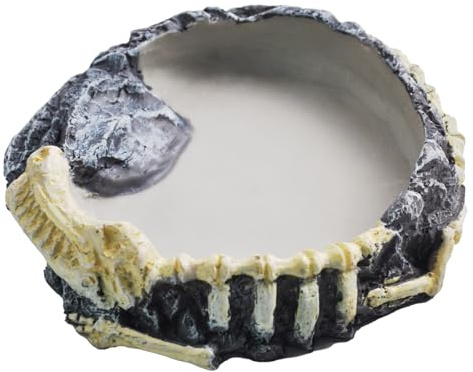MUYG Reptile Food Water Bowl Resin Rock Gecko Feeding Dish Tortoise Feeder Food and Water Plate Amphibian Drinking Basin Reptile Habitat Tank Accessories for Turtle Lizard Leopard Gecko Chameleon
