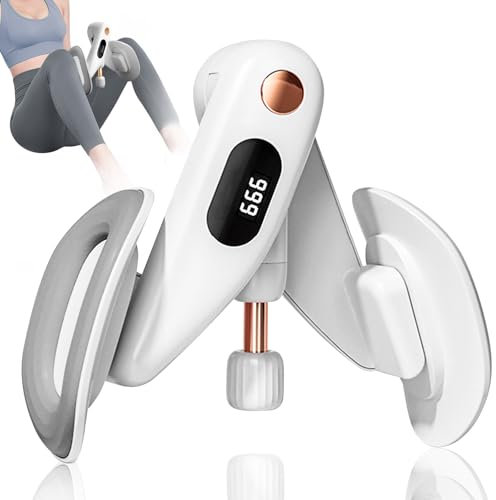 Oberschenkeltrainer, Oberschenkel Trainingsgerät, Einstellbares Beinpresse Beintrainer für Zuhause, Beckenbodentrainer für Frau, mit Zähler für Präzises Training (Grau)