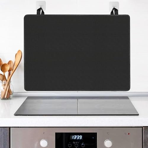 WANDGU Plaque de Protection de Cuisine 61.5 x 53 cm: Couvercle de Plaque à Induction avec 2 Crochets, Protection Polyvalente en Silicone, Pliable avec revêtement antidérapant, Résistant à la Chaleur