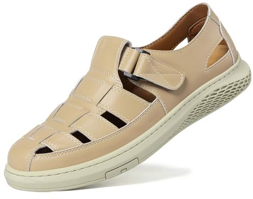 Moudn Sandalias deportivas para hombre sandalias casuales de cuero para verano, sandalias senderismo hombre cerrada y sin cordones para exteriores, mocasines para caminar en la playa