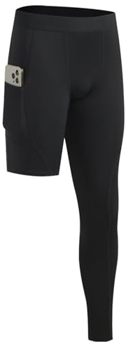 Towintec Pantalones de Compresion para Hombre Pantalones de Baloncesto de una Sola Pierna con Bolsillos Atletismo Funcionales Transpirables Capa Base de Secado rápido para Gimnasio Deporte