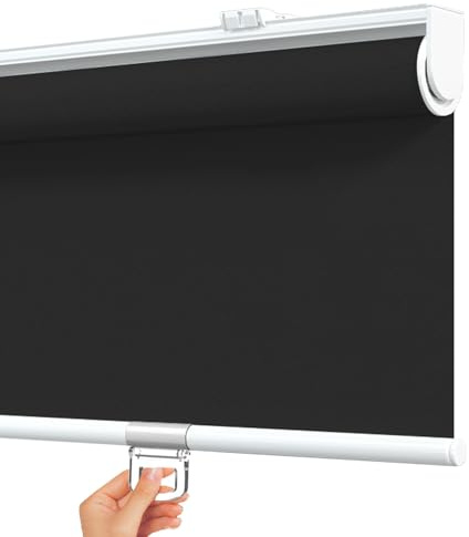 tow000ack Tenda a Rullo Oscuranti 100% Senza Fili,Avvolgibile per Finestre in Tessuto Termica Isolante Nero con Sistema a Molla,per Casa,Ufficio,Personalizzate,Larghezza x Altezza (130cm x 150cm)
