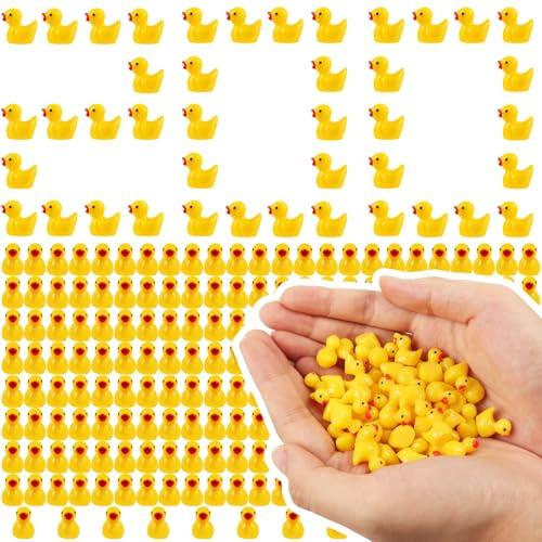 Giftota 200 Stück Mini Enten Harz - Gelb Mini Duck Figuren Miniatur Enten kleine Enten für Dekoration von Miniaturgarten Handwerk Topfdekorationen DIY, Fischbecken und Aquarien verwendet
