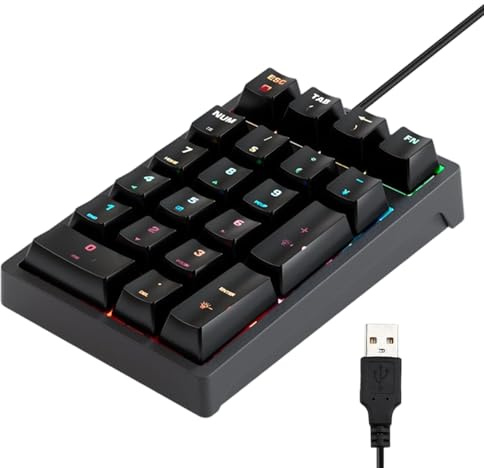 Doiyislem Teclado Numérico con Cable | Mecánico Multifuncional,Keypad Numérico Cableado Plug-In,para Analistas Financieros Diseñadores Gráficos Programadores Contables Portátiles PC Escritorio