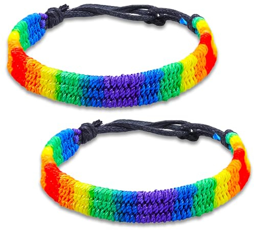 LXONTSG LGBT Rainbow Woven Armband Gay Pride Armband Regnbåge Flätad Justerbar Handgjorda Vänskapsarmband LGBT Regnbåge Armband Pride Armband för Flickor Män Kvinnor