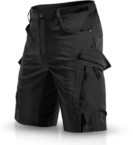 Wespornow Wanderhose Herren Kurz Schnelltrocknend: 4-Way-Stretch Verstärkt Schritt 6 RV-Taschen Leicht Geräuschlose für Trekking (Schwarz, L)