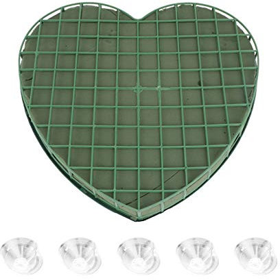 Milisten Floral Foam Blocks Heart Shaped Wet Floral Bricks with Suction Cup Tray 30cm Florist Blocks Dried Mud for Wedding Valentines Day Decorations