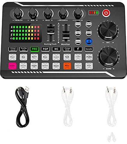 Soundboard,Sound Effects Board,Sound Board,Sound Mixer Board,Bluetooth-Compatible Sound Card with Multiple Sound Effects & LED Light,Sound Board for Phone,Computer,Live Streaming Equipment