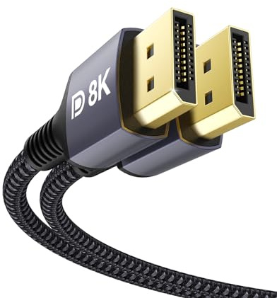 Stouchi DisplayPort Kabel 1.4 240Hz 1M/3.3FT DP1.4 Unterstützung 8K@60Hz 4K@60Hz/ 144Hz/120Hz 5K@60Hz/120Hz 2K@165Hz/240Hz FreeSync G-Sync 32,4 Gbit/s HDR10 Display Port kabel für Gaming Monitor